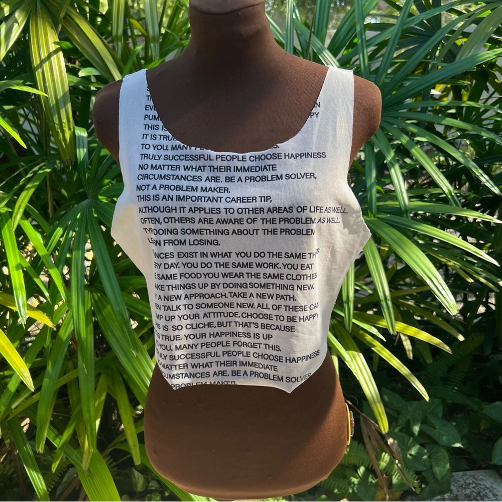 SheerText-Print Crop Tank Top - Picture 2 of 8